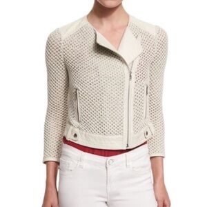 JOIE Jaelle Lamb Leather Crochet Knit Jacket